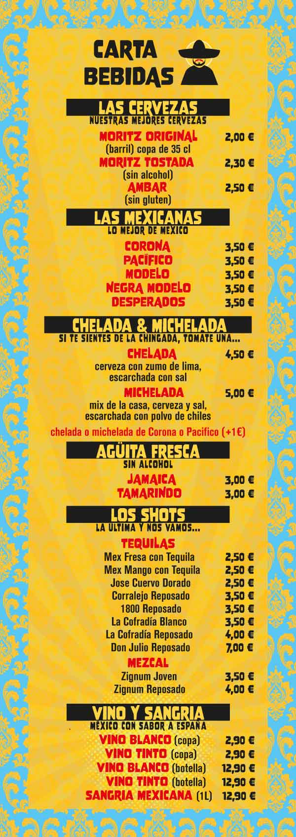 Santaco Cantina Mexicana - Carta Bebidas