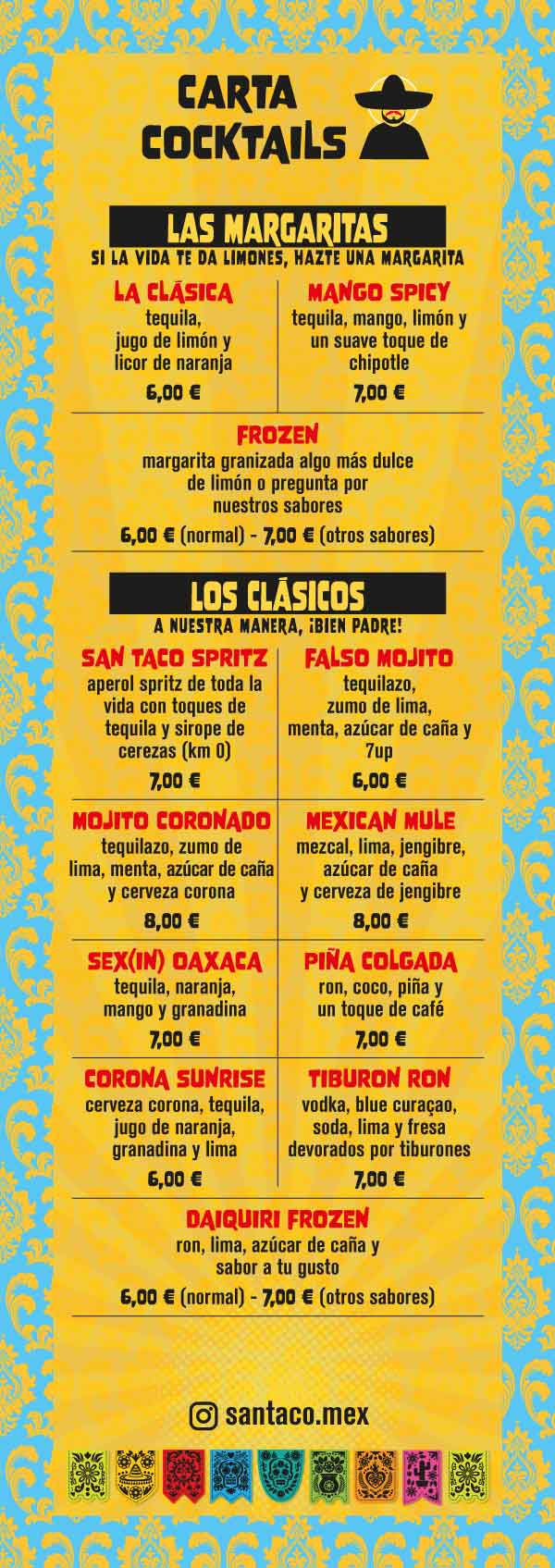 Santaco Cantina Mexicana - Carta Cocktails